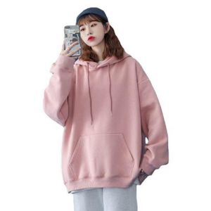 Sweat-shirt à capuche noir pour femme, coupe classique, manches longues, en coton tricoté, décontracté, pour l'automne, avec poches - Product Image 2