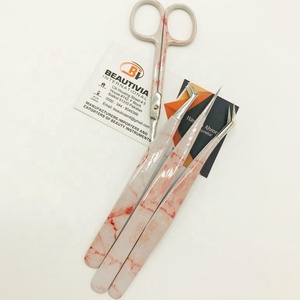 Pince à épiler professionnelle en acier inoxydable pour extension de cils impression de marbre orange outil de beauté à forte adhérence Logo privé de haute qualité - Product Image 6