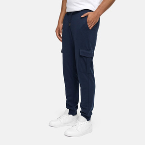 Pantalon de jogging cargo bleu marine pour homme, taille élastique avec cordon de serrage, décontracté, plusieurs poches, coton mi-lourd, idéal pour l'automne - Product Image 3