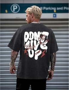 Camisetas Oversize para Hombre, Estampadas Vintage, Estilo Urbano, Lavado Ácido, con Estampado de Letras Positivas, Tops de Algodón - Product Image 5