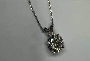 Wholesale 14K Gold Round Cut Lab Grown Diamond Solitaire Pendant <b>Necklace</b> 1.5 Ct 4 Prong Set Adjustable 18 Inch Layering Chains - Product Image 6