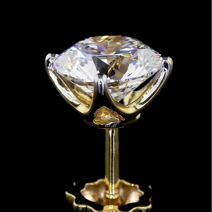 Boucles d'oreilles clous en diamant de laboratoire à quatre griffes, taille ronde, certifiées IGI, clarté VVS-VS, or 10/14/18 carats, bijoux tendance pour femme, mariage et soirée - Product Image 2