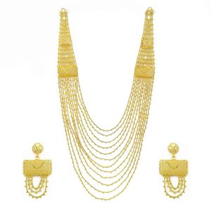 Joyería de Moda al por Mayor, Collares de Novia Árabes Chapados en Oro de 14K, 18K y 24K, Estilo Dubái, Juego de Joyería de Boda de Varias Capas - Product Image 4