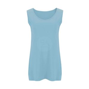 Débardeur sans manches bleu clair pour femme, grande taille, col rond, en coton respirant, idéal pour l'été – Vente en gros fabricant - Product Image 4