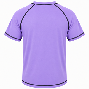 Traje de Baño de Una Pieza de Manga Corta para Niños, Color Morado Sólido, de Secado Rápido - Product Image 4