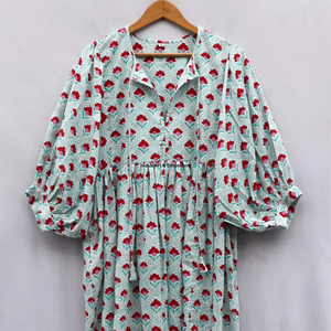 Beautiful floral Cotton Block Printed dress Dress For Casual wear Hand Block Printed Dress - Product Image 2