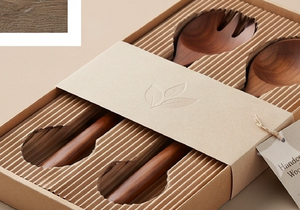 Ensemble de 2 couverts en bois avec finition brun naturel, ensemble de couverts parfait pour les événements et accessoires de table d'hôtel - Product Image 4