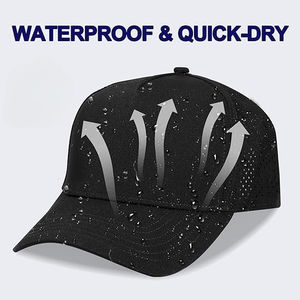 Gorras de Béisbol Personalizadas al por Mayor, de Microfibra, de 5 Paneles, Diseño en Blanco, Logotipo Bordado en 3D, Color Gris, con Perforaciones Láser - Product Image 4