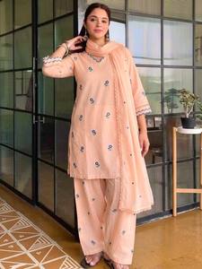 <b>Pink</b> Embroidered Women Salwar Kameez Set Long Coat Pathani <b>Outfit</b> for Party Wedding - Product Image 3