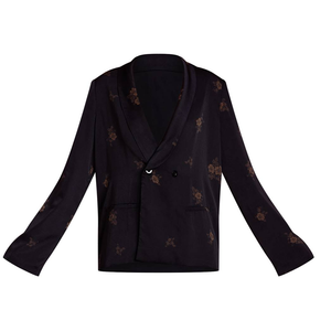 Ensemble Blazer Imprimé Noir Anthracite pour Femme, Manches Longues, en Coton Tricoté, Tenue de Détente Deux Pièces, Vêtements de Nuit, Tenue de Sororité, Vente en Gros, OEM ODM - Product Image 1