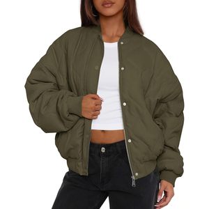 Chaqueta Bomber Acolchada Ligera con Cremallera para Mujer, Chaqueta de Invierno con Bolsillos, Moda Otoño 2025, Diseño Sólido - Product Image 2