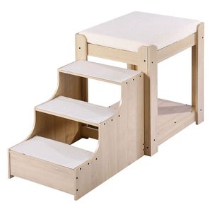 Letto a castello per animali domestici da interno con scale, piattaforma rialzata multi-livello per cani/gatti, seduta lounge per il riposo a bordo finestra - Product Image 1