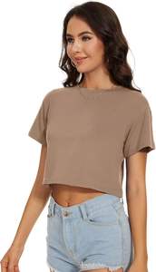 T-shirt court personnalisé pour femme avec nœud torsadé, en coton uni, manches courtes, décontracté, pour l'été, fabricant de marques privées - Product Image 5