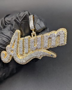 Iced Out Moissanite Letter <b>Pendant</b> Rhodium Plated Hip Hop Style Custom <b>Initial</b> Charm Unisex Everyday Wear - Product Image 1