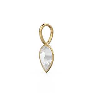 Colgante de Cuarzo Blanco en Oro Amarillo Sólido de 14k con Engaste para Joyería / Piedra de Nacimiento de Abril / Gema Blanca de 7mm / Cristal de Roca - Product Image 4