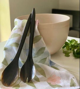 Cuillère élégante en résine à motif corne de famille royale pour restaurant, couverts en corne naturelle de bœuf et de bufflonne, cuillère de service de table - Product Image 2