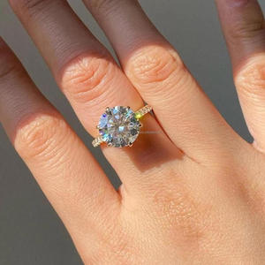Luxury Round Cut Moissanite Diamond <b>Ring</b> 925 Sterling <b>Silver</b> Gold Plated <b>Solitaire</b> Engagement Jewelry For Women - Product Image 1