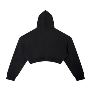 Sudadera con capucha corta negra para mujer con estampado de dibujos animados y diseño de letras, sudadera informal de manga larga para otoño - Product Image 4