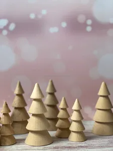 ของตกแต่งโต๊ะไม้รูปทรงต้นคริสต์มาสแบบหลายชั้นงานหัตถกรรมวันหยุดทำด้วยมือสำหรับบ้านตามเทศกาล - Product Image 3