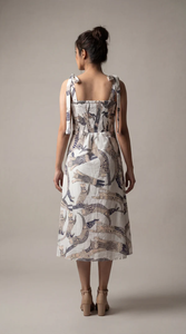 Robe midi imprimée chat blanc mignon pour femme, en coton, décontractée, coupe trapèze, légère et confortable, fournisseur en gros - Product Image 5