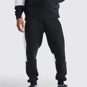 ชุดเสื้อฮู้ดบล็อกสีสำหรับผู้ชาย – เสื้อสเวตเชิ้ตแบบสวมลำลองและกางเกงจ็อกเกอร์ ชุดสตรีทแวร์ 2 ชิ้น - Product Image 6