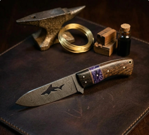 Damascus Steel Fixed Blade <b>Knife</b> Walnut Purple Handle Leather Sheath Handmade Collectible EDC Survival <b>Knife</b> OEM/ODM - Product Image 2