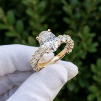 Bague de fiançailles en diamant ovale de 3 carats certifié IGI E VVS2/VS1, cultivé en laboratoire, taille brillant, pierres latérales, plaqué or, argent 925