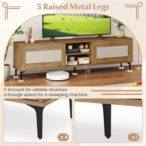 Mobile TV da 63 pollici con ripiani aperti e 5 gambe in metallo, gestione cavi, per soggiorno o camera da letto - Product Image 6