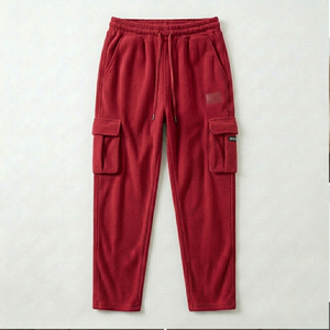 Mens Autumn Winter Thick Fleece Cargo Sweatpants Comfortable Loose Fit Elastic Waist Track Pants Multi Pocket Joggers - Product Image 1