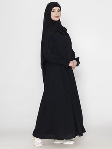 Abaya Negra para Mujer, Larga hasta el Suelo, Corte Holgado, Manga Larga, con Capucha, Estilo Modesto para Uso Diario, Estilo de Oriente Medio, Vestido de Poliéster - Product Image 2