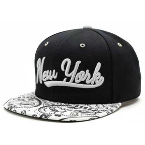 หมวกแก๊ป New York Script Snapback สีกรมท่า ขาว ลาย Paisley ขอบหมวก 6 แผง ปรับขนาดได้ ยูนิเซ็กส์ สไตล์สตรีท ผ้าคอตตอนทวิล - Product Image 2