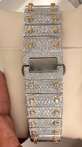 Reloj Esqueleto Iced Out Bicolor Oro y Plata Cuadrado Mecánico de Lujo Hip Hop para Hombre Joyería Premium Reloj de Pulsera - Product Image 4