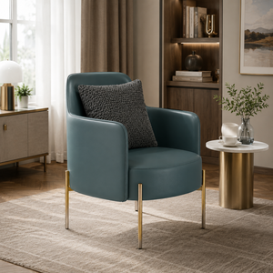 Fauteuil d'appoint moderne et luxueux, rembourré, avec pieds en métal doré, pour salon, hôtel, salle d'attente, réception, bureau, villa, contemporain - Product Image 1