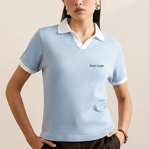 Chemise décontractée pour femme à manches courtes, coupe personnalisée, écologique, anti-humidité, séchage rapide, extensible, color block, collection été 2026 - Product Image 3