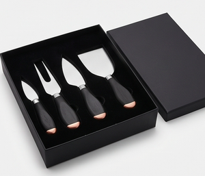 Handcrafted Stainless Steel <b>Cheese</b> <b>Knife</b> <b>Set</b> With Black Handles And Copper Tips For Classic <b>Cheese</b> Boards And Serving Use - Product Image 3