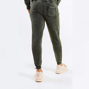 Pantalon de survêtement décontracté coupe droite en toile 100 % coton, respirant, écologique, taille mi-haute élastique, délavage acide, poids moyen, très vendu - Product Image 3