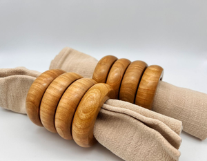 Anneau de serviette en bois de luxe classique, fait main, durable, écologique, décoration de table à manger, accessoires de mariage haut de gamme - Product Image 3