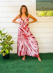 Colección de verano Elegante Tie-Dye Long Maxi Dress Mangas Elegante Beach Look Spaghetti Strips Sweet Sun Style Precios al por mayor - Product Image 4
