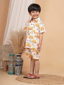 ชุดเสื้อผ้าเด็กผู้ชายผ้าฝ้าย100% สไตล์โมเดิร์นสีเก่าลำลองแขนสั้นลายเสือดาวสีทึบขนาด1-12ปี - Product Image 4