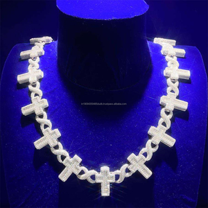 Collier personnalisé en argent sterling 925 avec croix, diamants moissanite, chaîne de luxe hip-hop sertie de pierres pour bijoux - Product Image 1