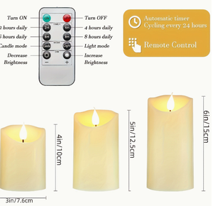 Vela LED parpadeante TOOWIN con control remoto, vela sin llama con mecha de plástico para conciertos bajo la luz de las velas, bares, bodas - Product Image 3