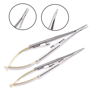 Porte-aiguille professionnel Castrobiejo pour implants dentaires et chirurgie orthodontique, 16 cm, bords droits et courbés, haute précision - Product Image 2