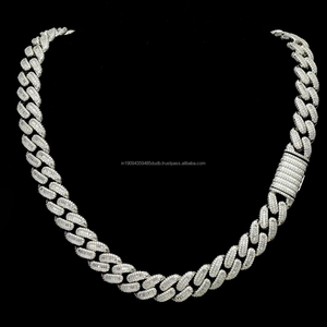 Cadena Cubana de Lujo con Diamantes de Moissanita, Chapada en Plata de Ley 925, Joyería Hip Hop para Hombre - Product Image 1