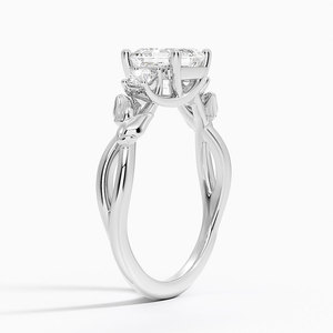 Bague BOJ 028 en argent 925, taille Asscher, motif saule bourgeonnant, trois pierres, diamant 2 carats couleur D VVS1, moissanite certifiée GRA, prix bas - Product Image 2