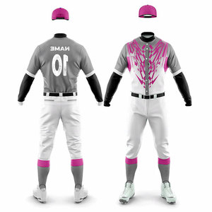 Softball Uniform 100% <b>Polyester</b> Compression Long Sleeve Jersey with Pants Stretchable Club Baseball Uniform Kits For Adults - Product Image 4