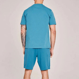 Conjunto de Dos Piezas Casual de Verano para Hombre, Color Gris Claro, Tejido 100% Algodón, Transpirable, Ecológico, Diseño Sólido con Bolsillos sin Costuras - Product Image 6