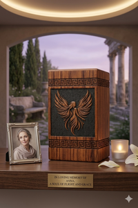 Natural Wood Cremation Urn Decorative Burial Keepsake <b>Box</b> Carved <b>Memorial</b> Urn for Adult Home Shrine. - Product Image 3