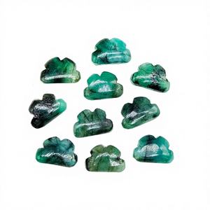 Cuentas de esmeralda natural talladas a mano en forma de nube, cuentas sueltas de esmeralda tallada para la fabricación de joyas, cristal a granel 8x12mm - Product Image 1