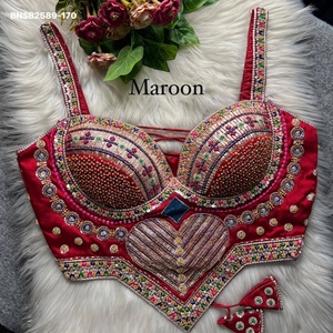 Chemisier de soirée élégant en soie italienne avec tricot, perles, rubans et broderies, sans manches et style corset, pour femme - Product Image 1