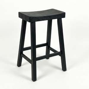 Tabouret de bar haut en bois d'hévéa massif, rond, moderne, minimaliste, mobilier de maison durable et léger - Product Image 6